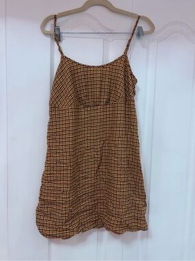 wild fable Yellow Plaid Spaghetti-Strap Mini Dress